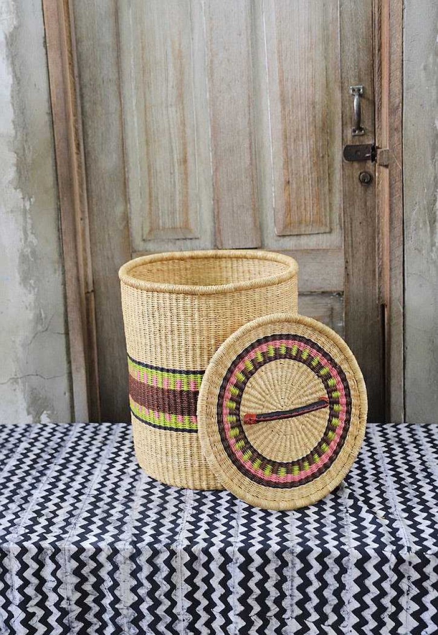 Bathroom + Laundry Baba Tree | Laundry Basket With Lid (Small) By Isaac Asanga