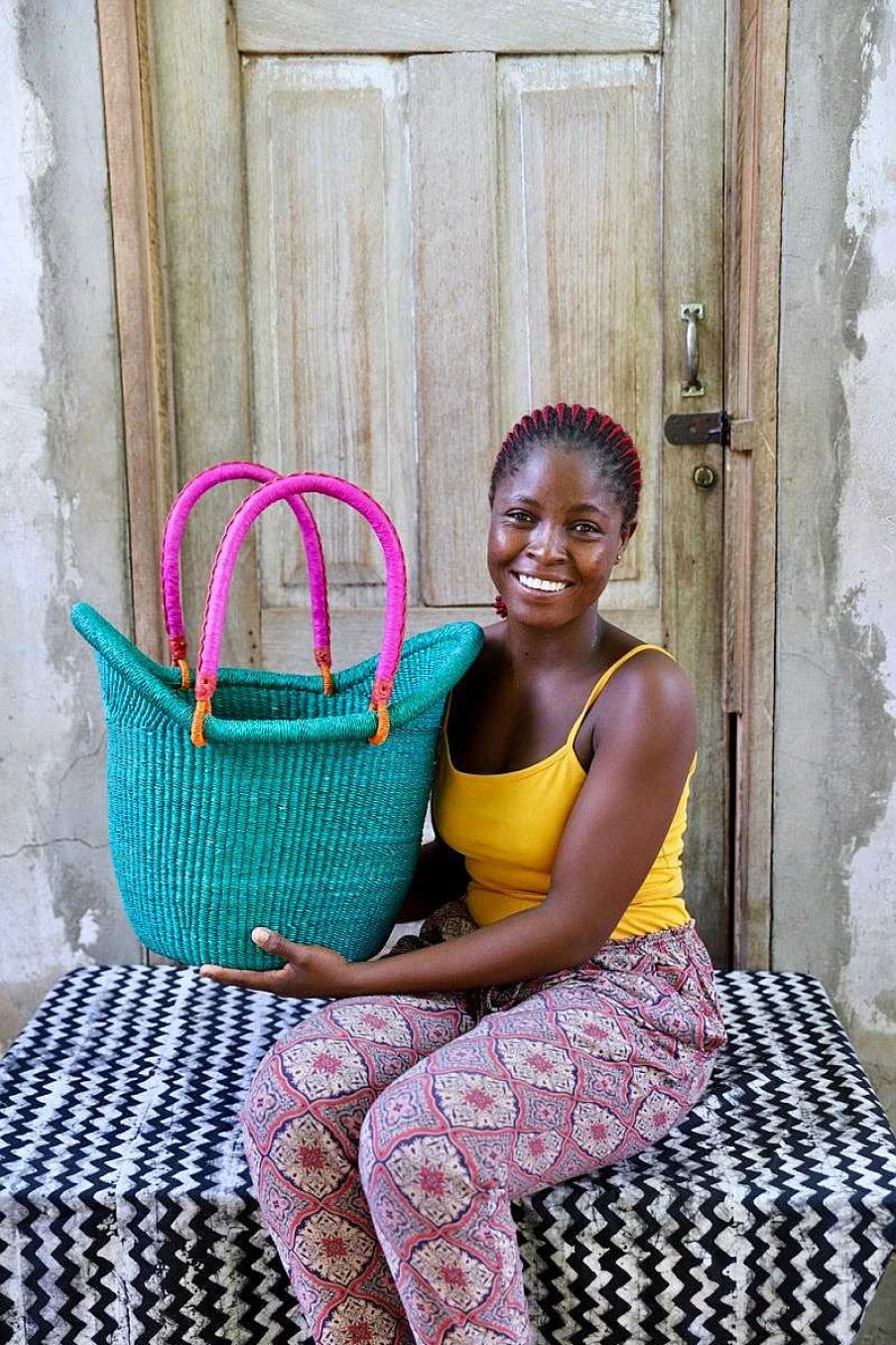 Shopping Baskets Baba Tree | Dyed Nyariga Basket (Large) By Joyce Adagaam