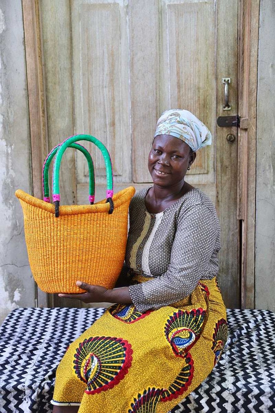 Shopping Baskets Baba Tree | Dip Dyed Nyariga Basket (Small) By Nmabillah Akolgo