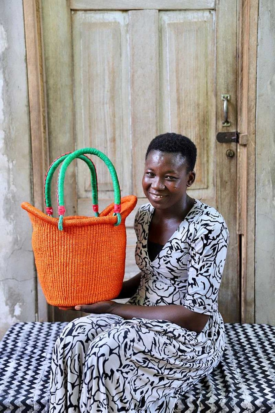 Shopping Baskets Baba Tree | Dip Dyed Nyariga Basket (Small) By Christiana Anaba