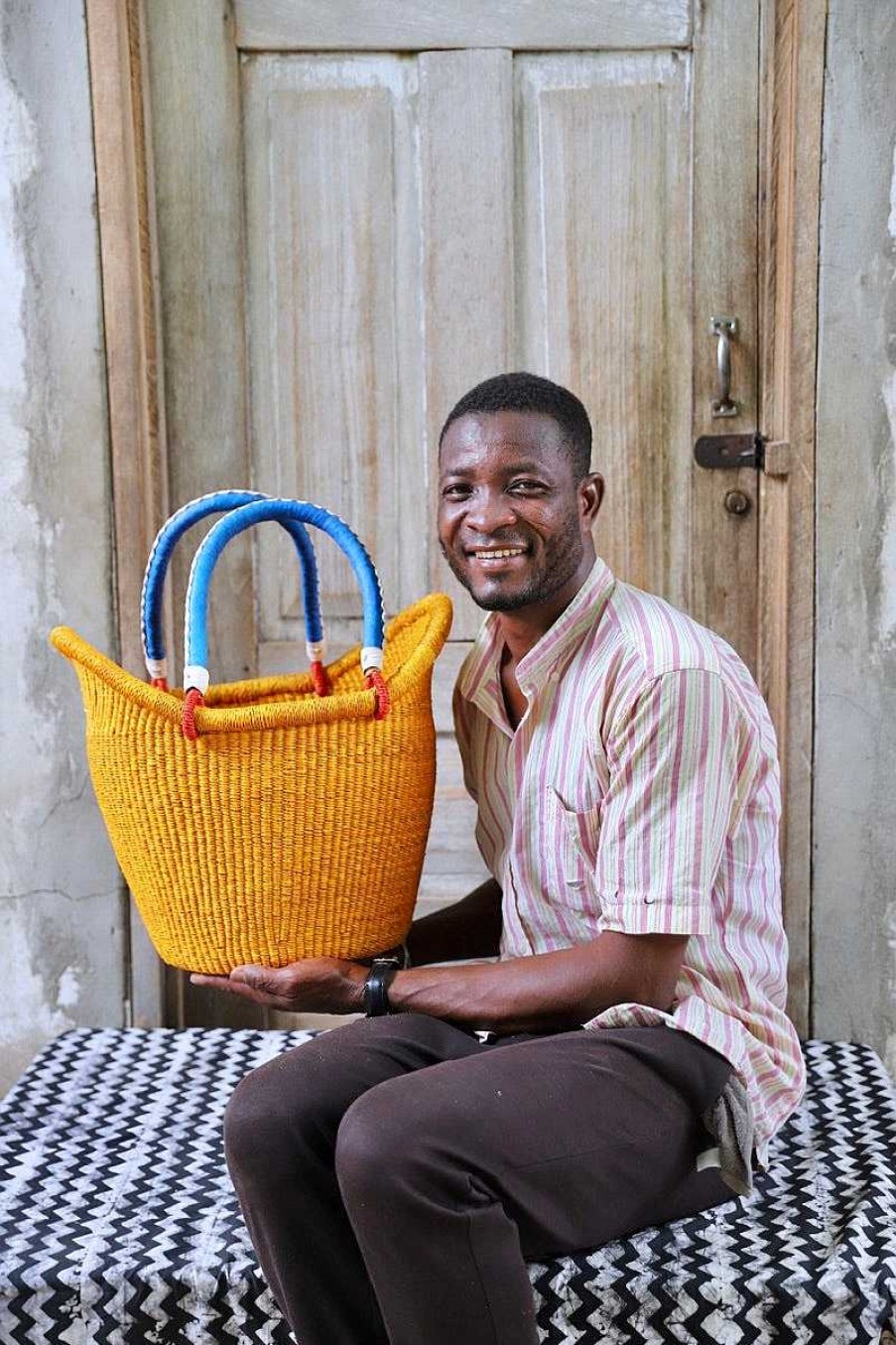 Shopping Baskets Baba Tree | Dip Dyed Nyariga Basket (Medium) By Sampson "Action" Adombillah