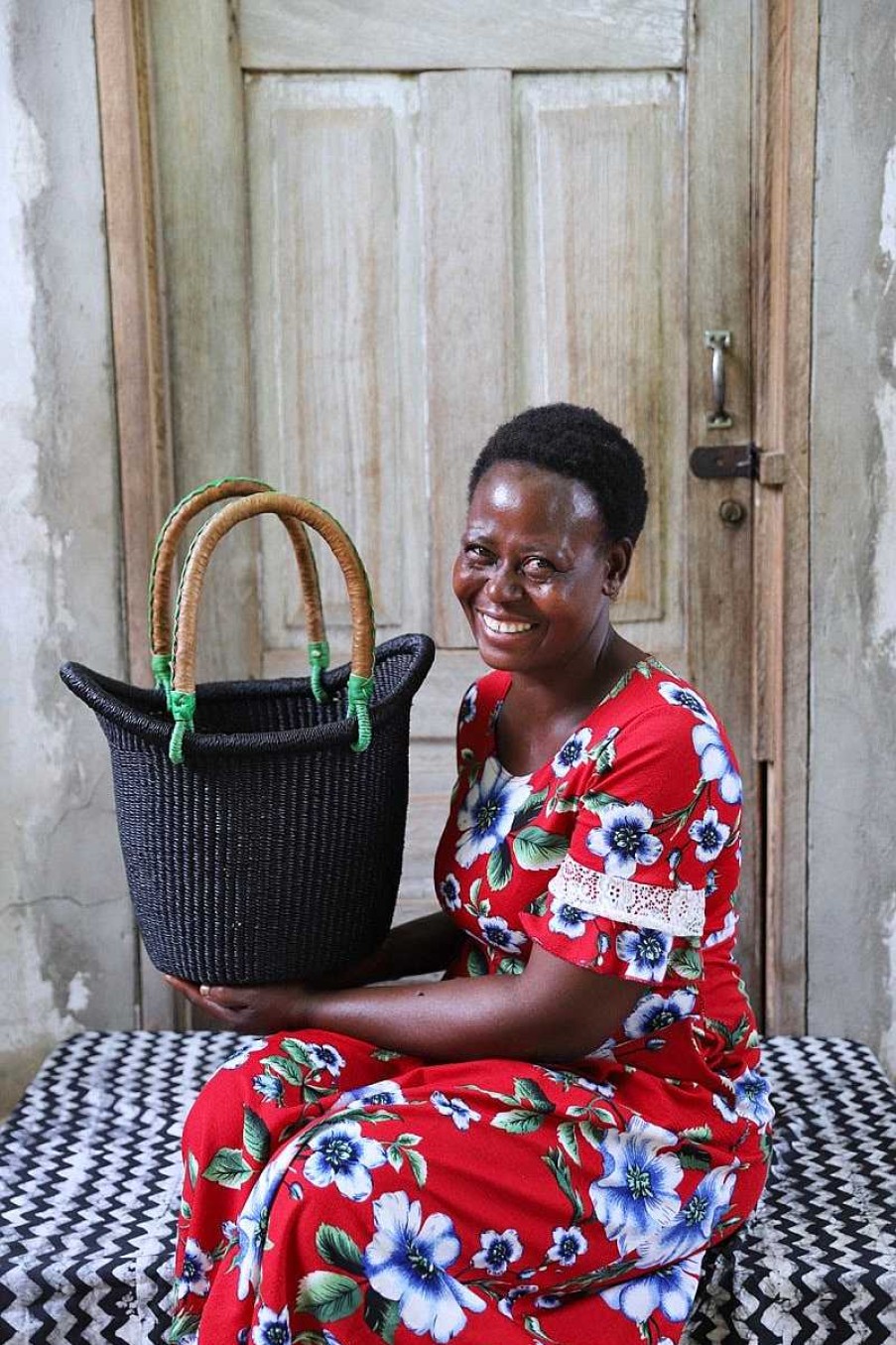 Shopping Baskets Baba Tree | Dip Dyed Nyariga Basket (Small) By Nyaamah Atingabono