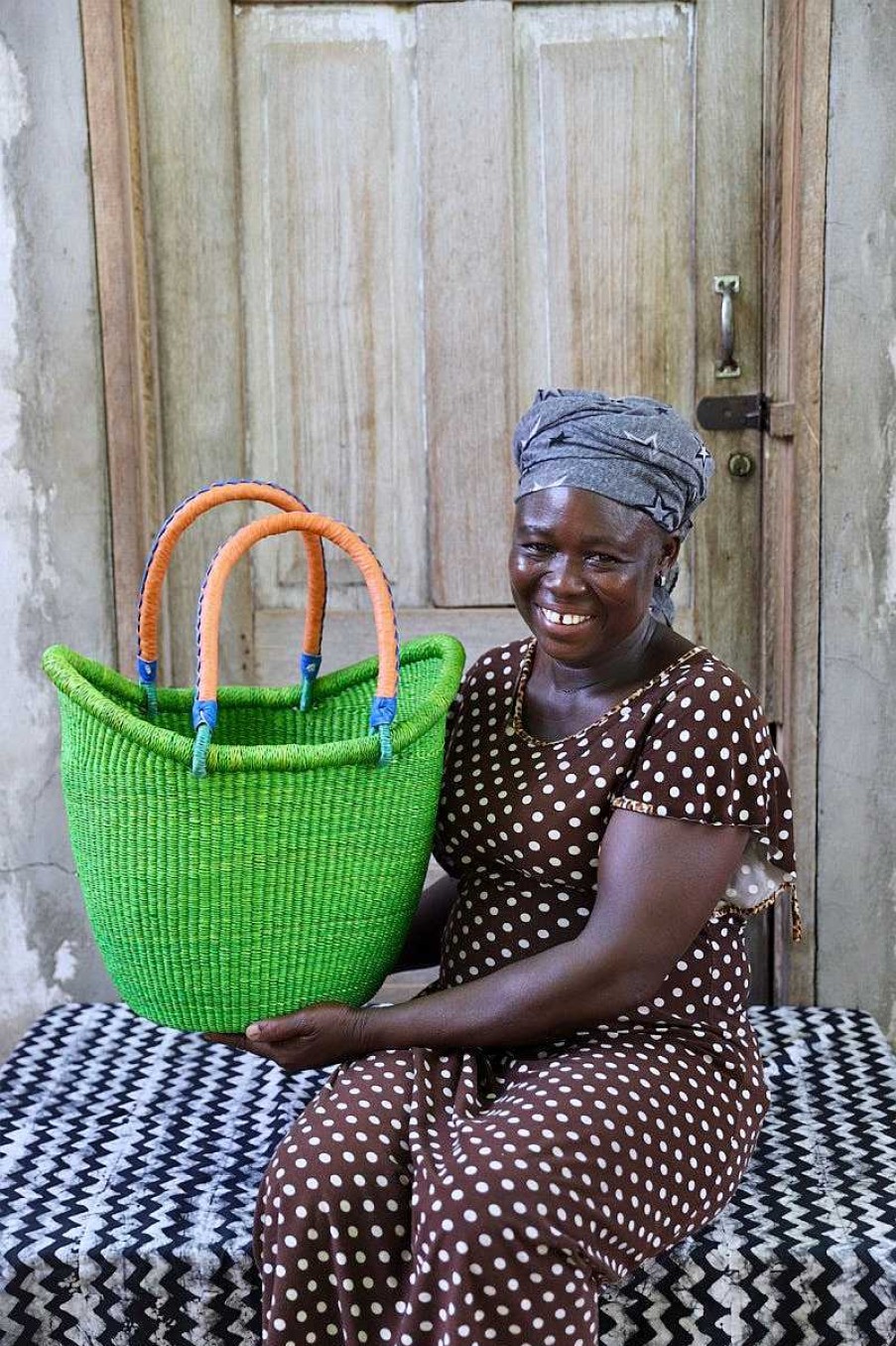 Shopping Baskets Baba Tree | Dip Dyed Nyariga Basket (Medium) By Akelba Nyaaba