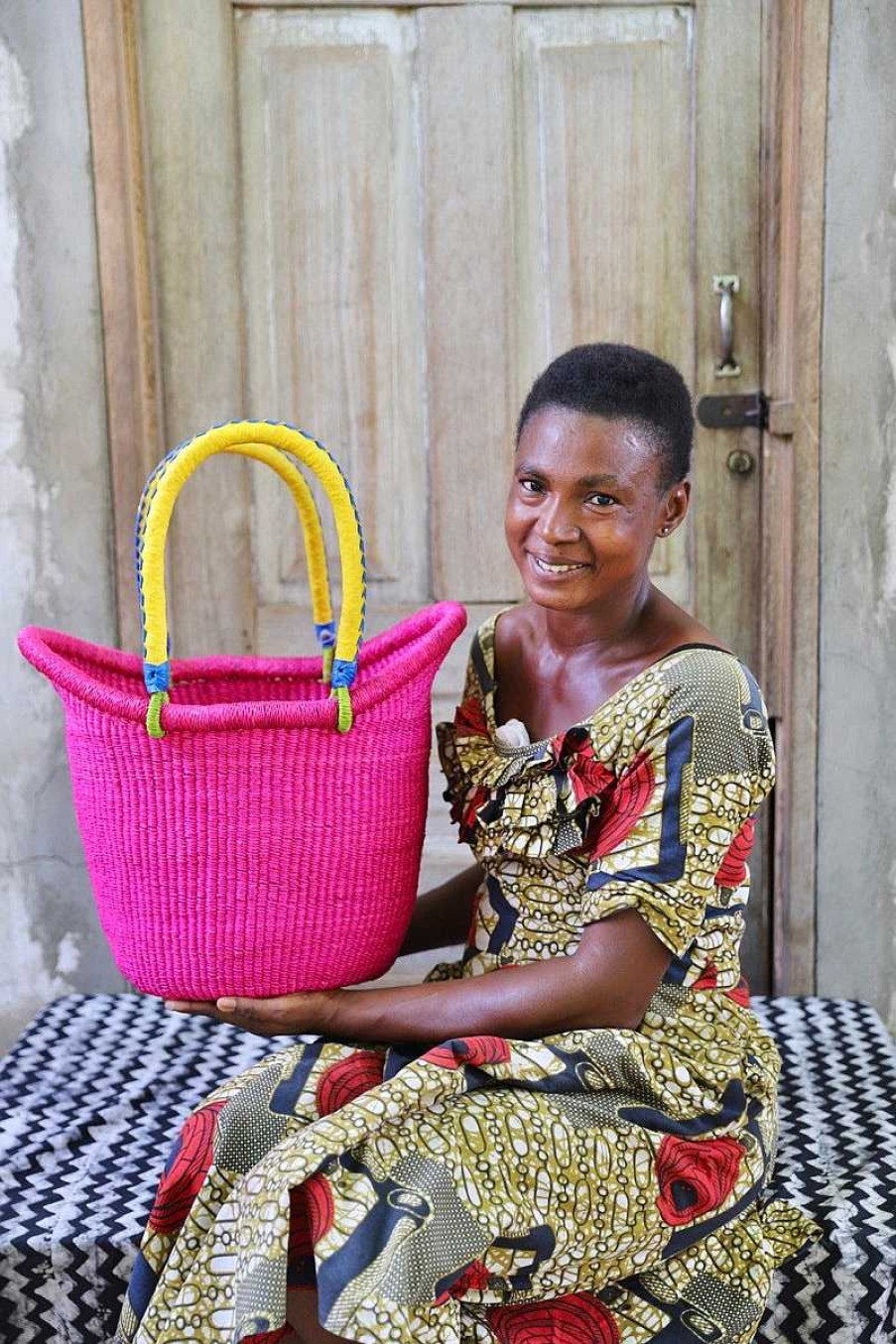 Shopping Baskets Baba Tree | Dip Dyed Nyariga Basket (Medium) By Afia Adukbillah