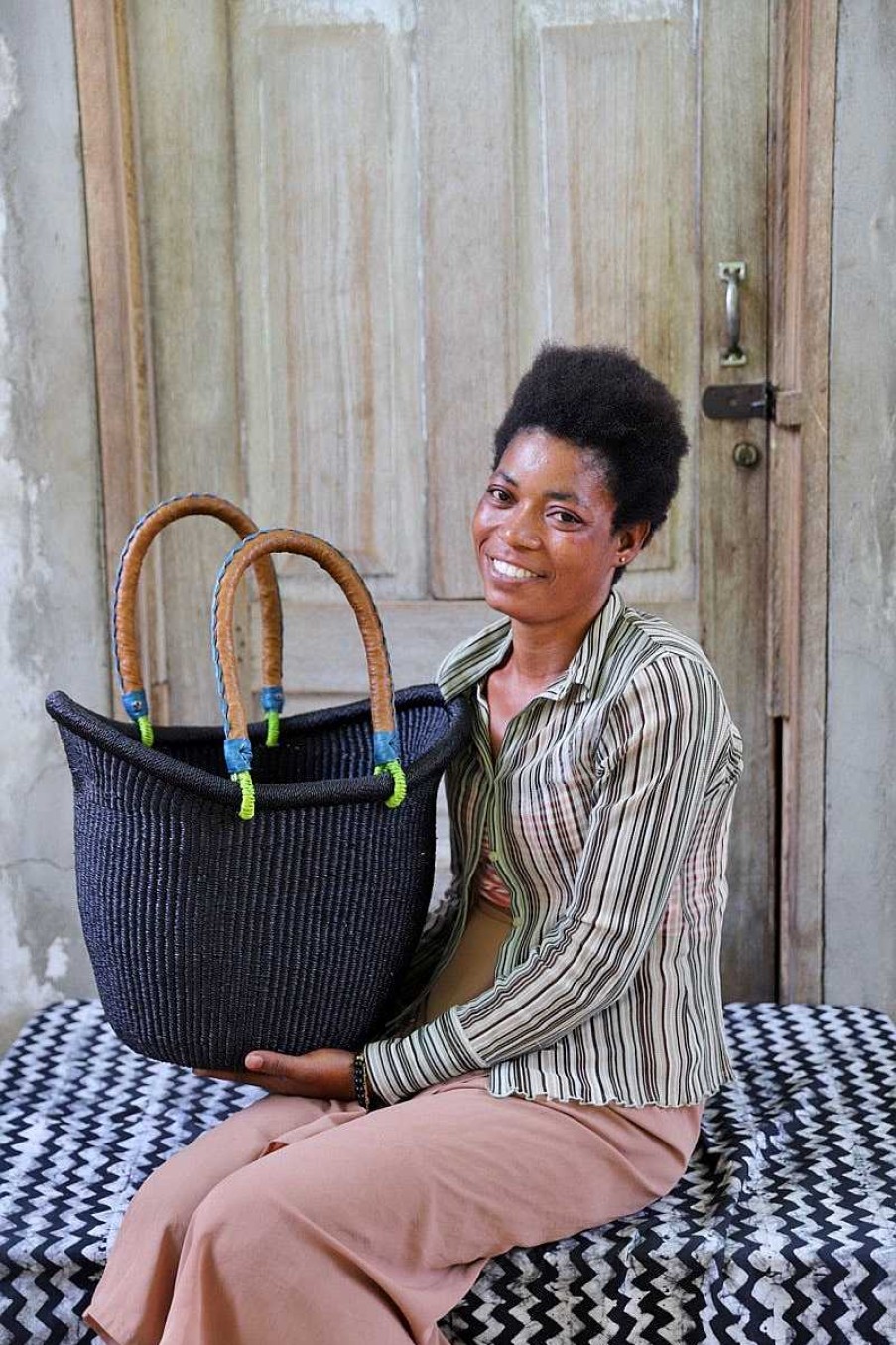 Shopping Baskets Baba Tree | Dip Dyed Nyariga Basket (Medium) By Gloria Adongo