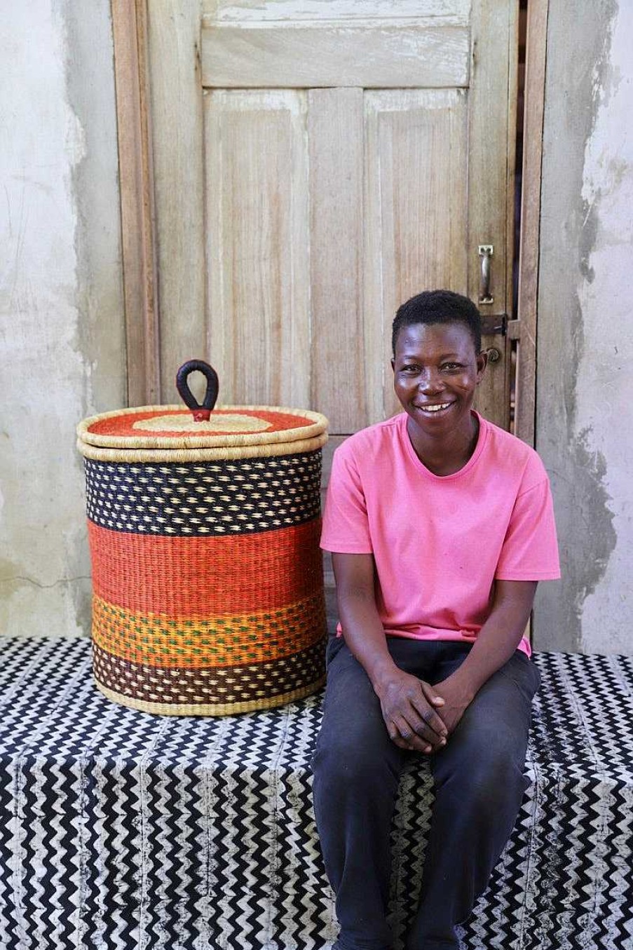 Bathroom + Laundry Baba Tree | Laundry Basket With Lid (Large) By Akansingamah Abuah