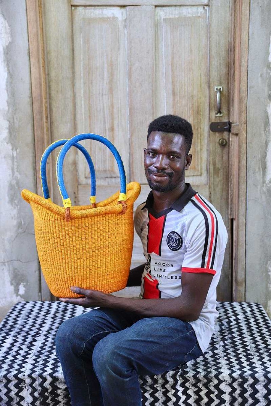 Shopping Baskets Baba Tree | Dip Dyed Nyariga Basket (Medium) By Nsoh Abe-Enge