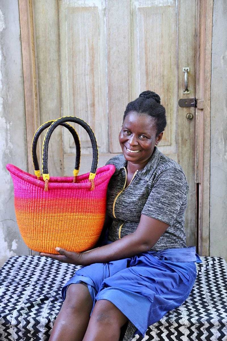 Shopping Baskets Baba Tree | Dip Dyed Nyariga Basket (Medium) By Monica Mooro