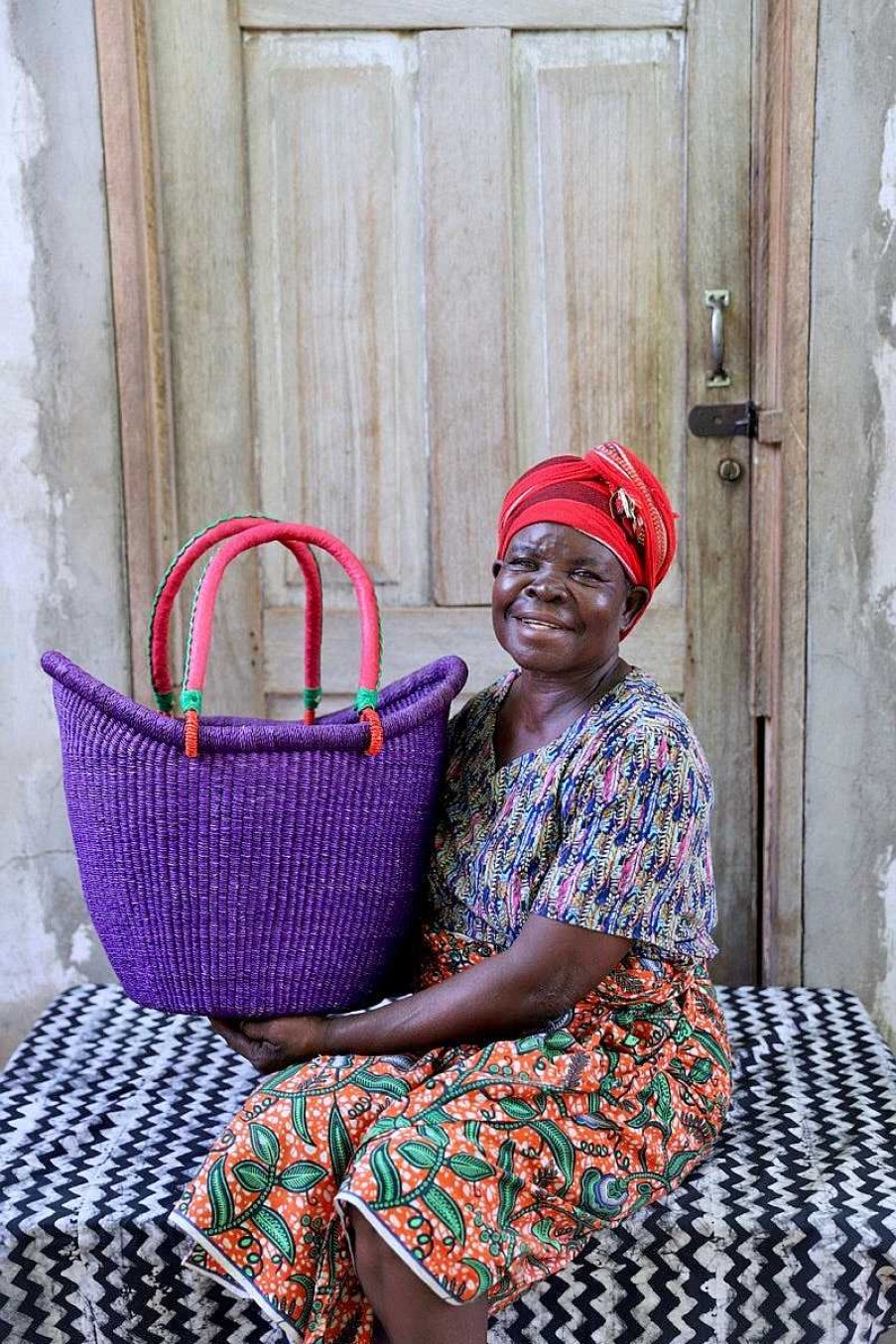 Shopping Baskets Baba Tree | Dip Dyed Nyariga Basket (Medium) By Akolpoka Abisika