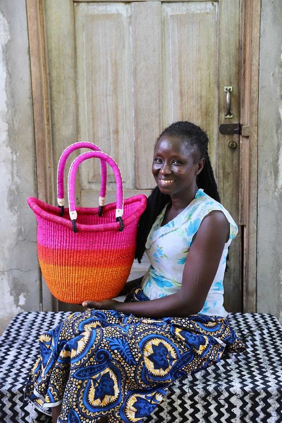 Shopping Baskets Baba Tree | Dip Dyed Nyariga Basket (Medium) By Ndita Agobka