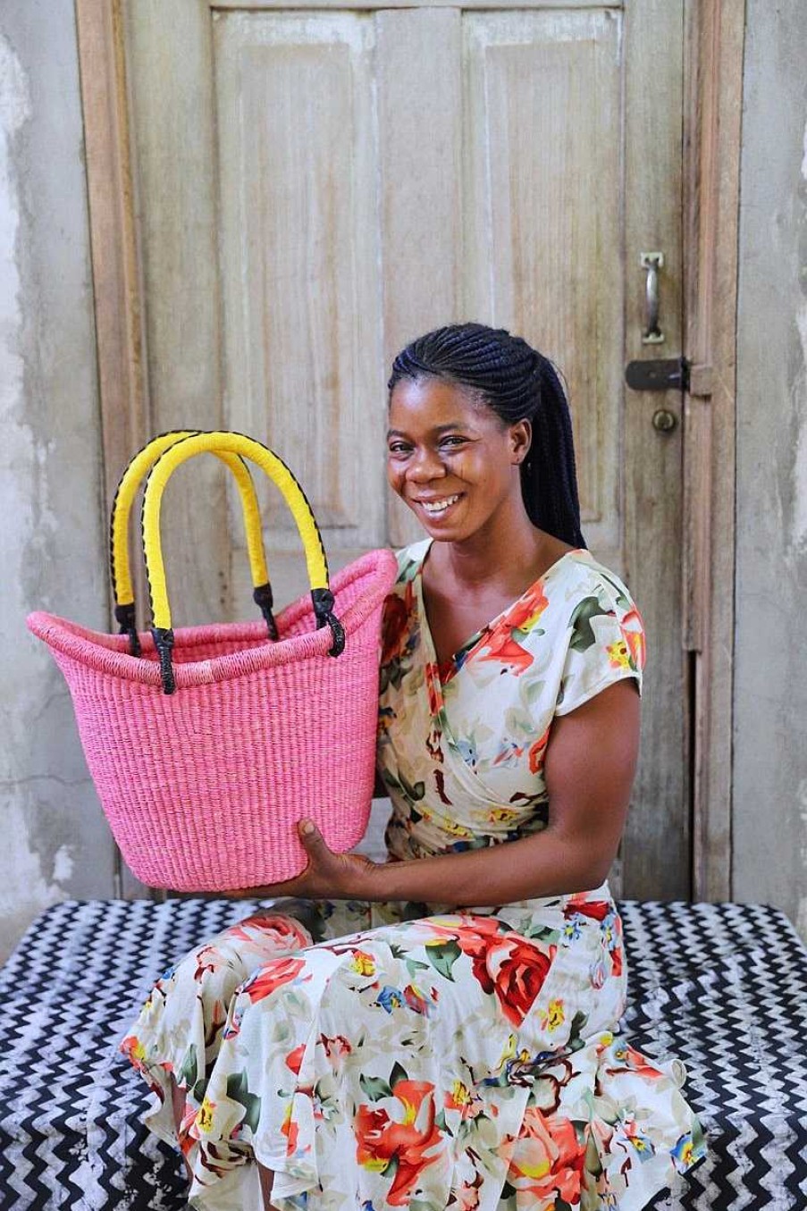 Shopping Baskets Baba Tree | Dip Dyed Nyariga Basket (Medium) By Gloria Agambire