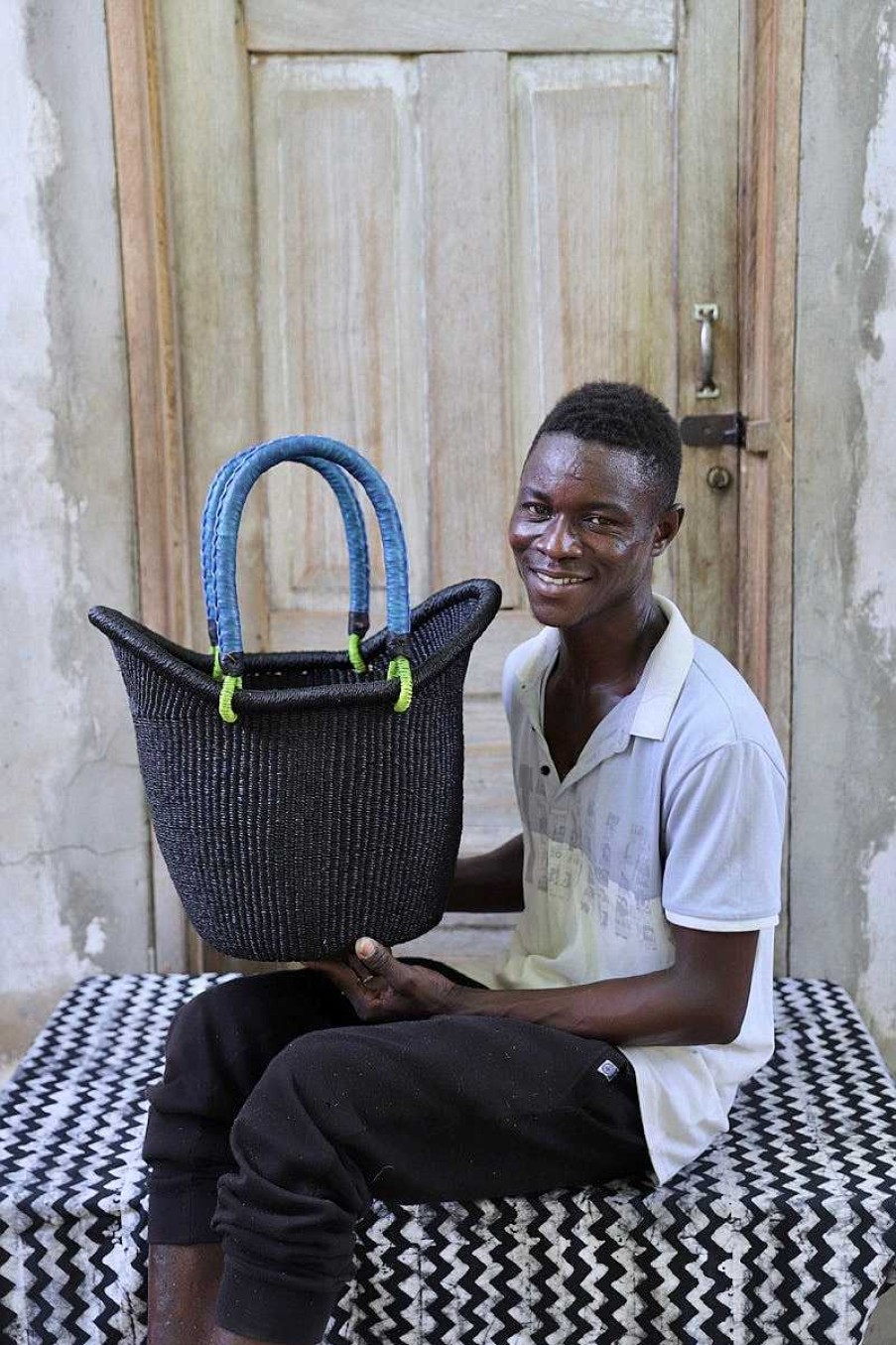 Shopping Baskets Baba Tree | Dip Dyed Nyariga Basket (Medium) By Ayine Atibillah