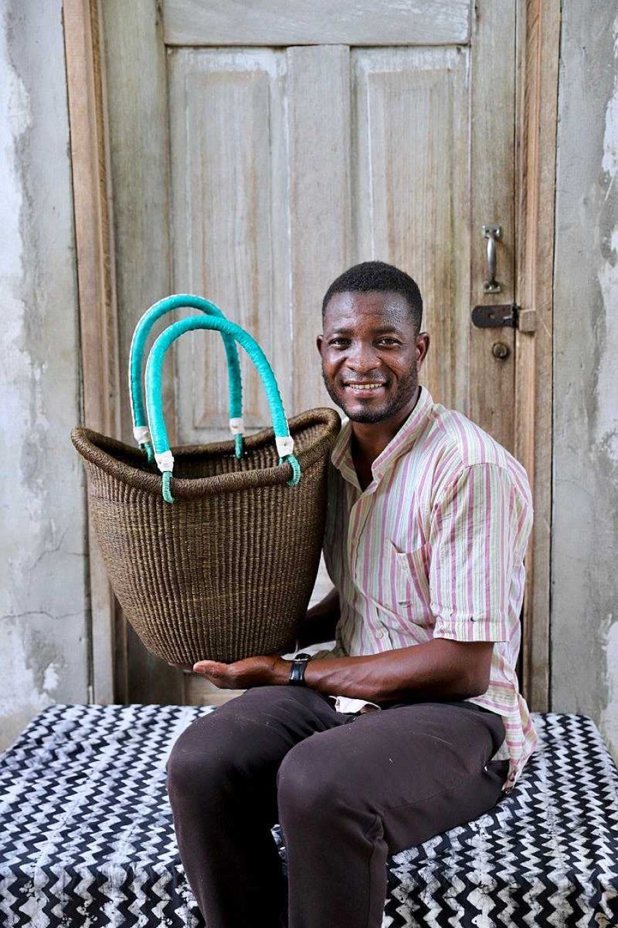 Shopping Baskets Baba Tree | Dip Dyed Nyariga Basket (Large) By Sampson "Action" Adombillah