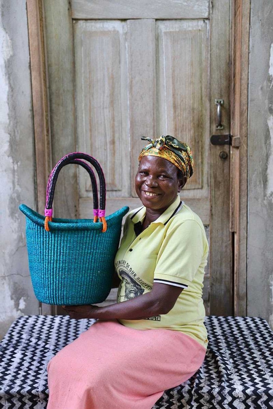 Shopping Baskets Baba Tree | Dip Dyed Nyariga Basket (Small) By Nyaamah Ayinbillah