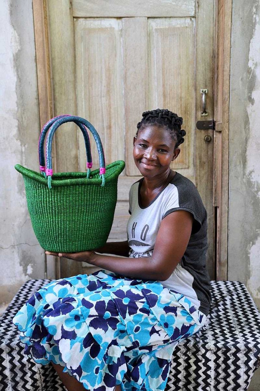 Shopping Baskets Baba Tree | Dip Dyed Nyariga Basket (Small) By Adukmah Atingalebkiya