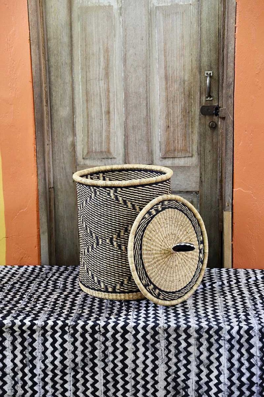 Bathroom + Laundry Baba Tree | Laundry Basket With Lid (Small) By Yakubu Nsohbillah