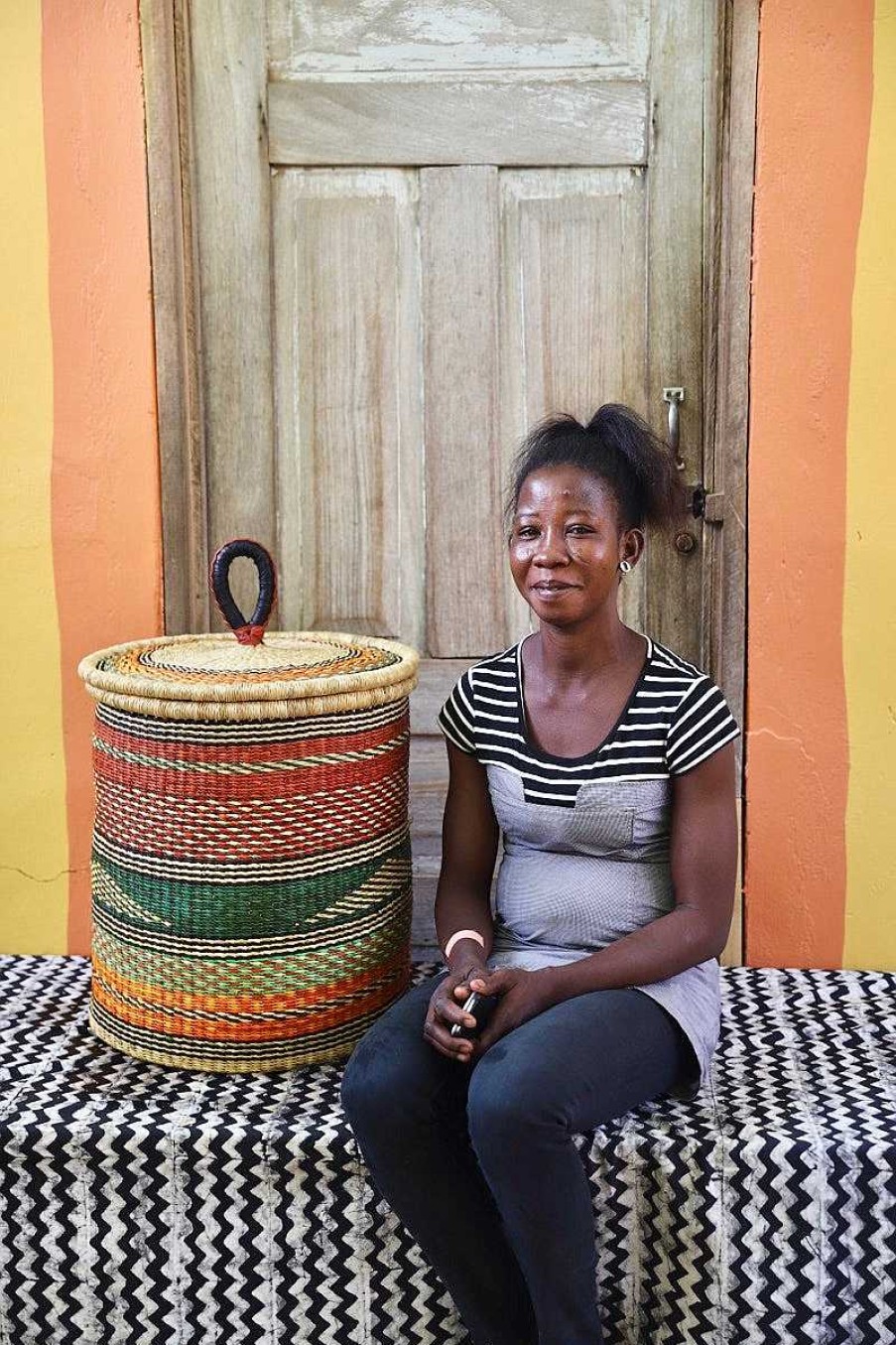 Bathroom + Laundry Baba Tree | Laundry Basket With Lid (Medium) By Vivian Akulembire