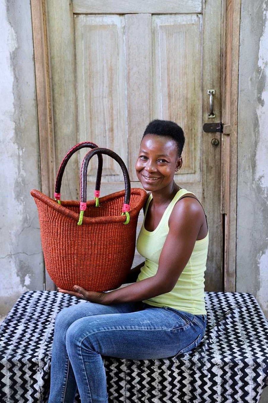 Shopping Baskets Baba Tree | Dip Dyed Nyariga Basket (Medium) By Charity Atuah