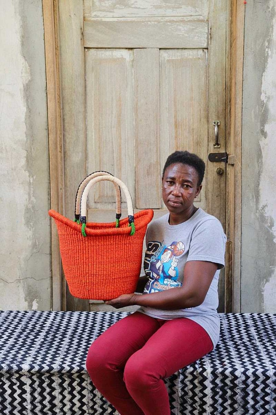 Shopping Baskets Baba Tree | Dip Dyed Nyariga Basket (Medium) By Apeligba Jamilatu